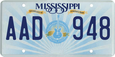 MS license plate AAD948