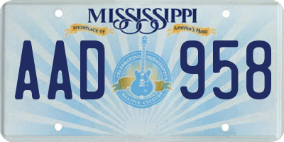 MS license plate AAD958