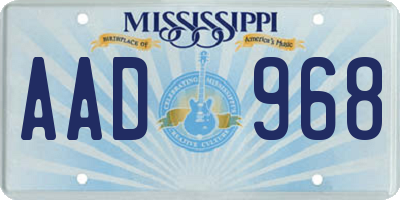 MS license plate AAD968