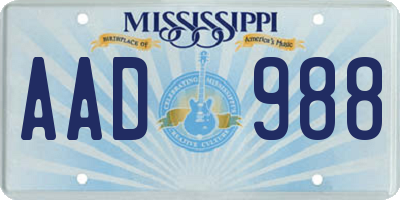 MS license plate AAD988