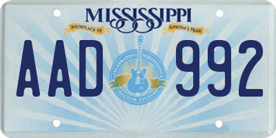 MS license plate AAD992