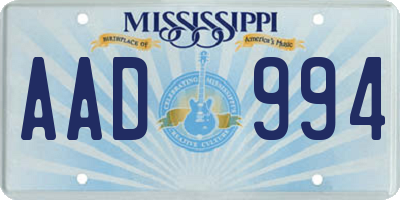 MS license plate AAD994