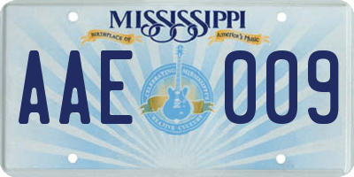 MS license plate AAE009
