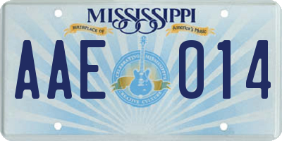 MS license plate AAE014