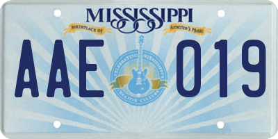 MS license plate AAE019