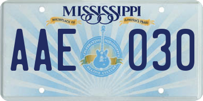 MS license plate AAE030