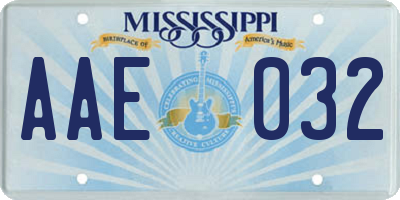 MS license plate AAE032