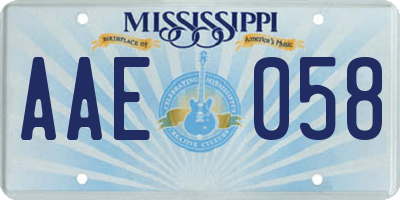 MS license plate AAE058