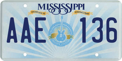 MS license plate AAE136