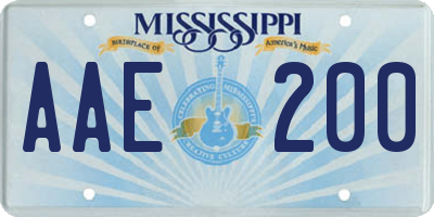 MS license plate AAE200