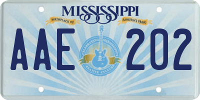 MS license plate AAE202