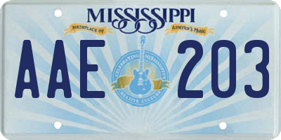 MS license plate AAE203
