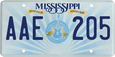 MS license plate AAE205