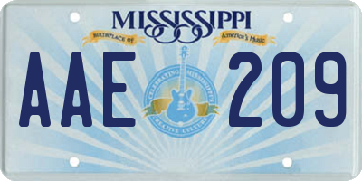 MS license plate AAE209