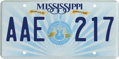 MS license plate AAE217