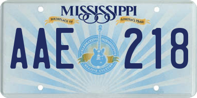 MS license plate AAE218