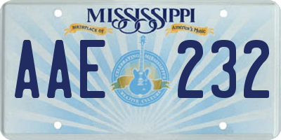 MS license plate AAE232