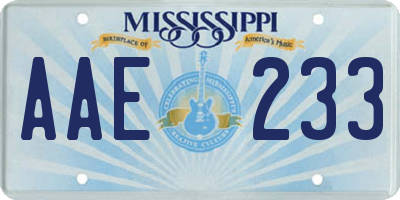 MS license plate AAE233