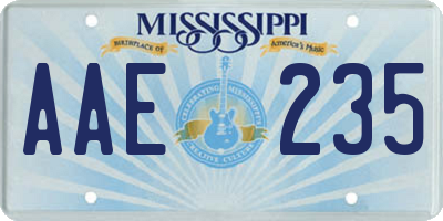 MS license plate AAE235