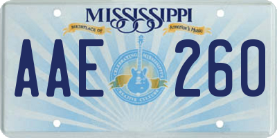 MS license plate AAE260