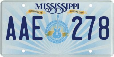 MS license plate AAE278