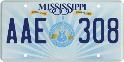 MS license plate AAE308