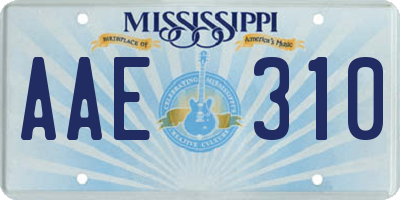 MS license plate AAE310