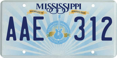 MS license plate AAE312