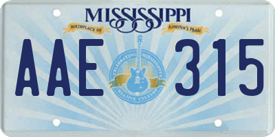 MS license plate AAE315