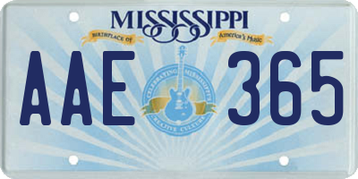 MS license plate AAE365