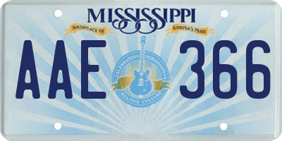 MS license plate AAE366