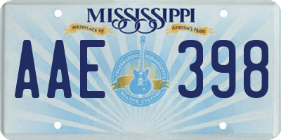 MS license plate AAE398