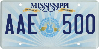 MS license plate AAE500