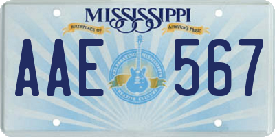 MS license plate AAE567