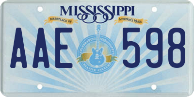 MS license plate AAE598