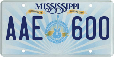 MS license plate AAE600