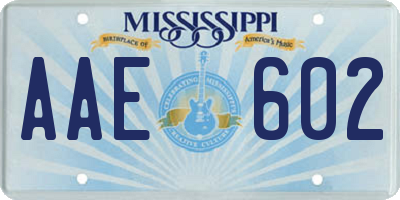 MS license plate AAE602