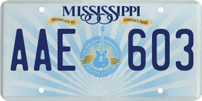 MS license plate AAE603