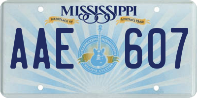 MS license plate AAE607