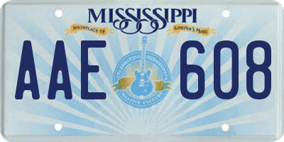 MS license plate AAE608