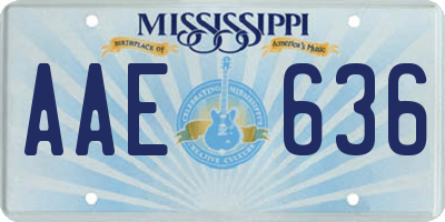 MS license plate AAE636