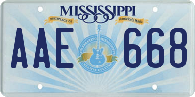 MS license plate AAE668