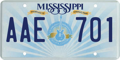 MS license plate AAE701