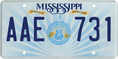 MS license plate AAE731