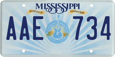 MS license plate AAE734