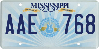 MS license plate AAE768