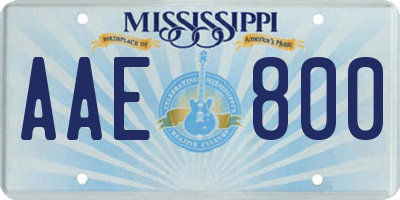 MS license plate AAE800