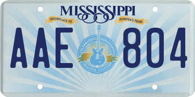 MS license plate AAE804