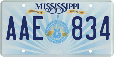 MS license plate AAE834