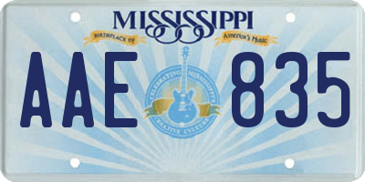 MS license plate AAE835